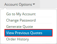 account options dropdown menu